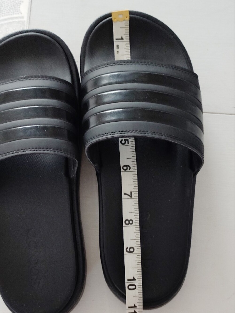 adidas Black Slide Sandals with Signature Three Stripes - Picture 6 of 8
